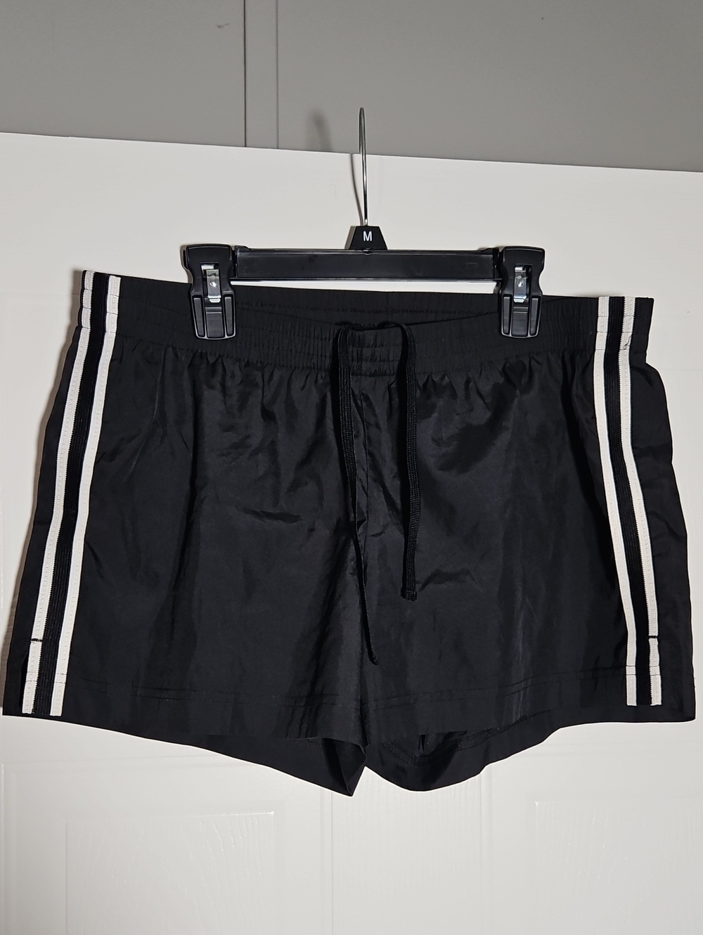 Old Navy Black Athletic Shorts with White Side Stripes